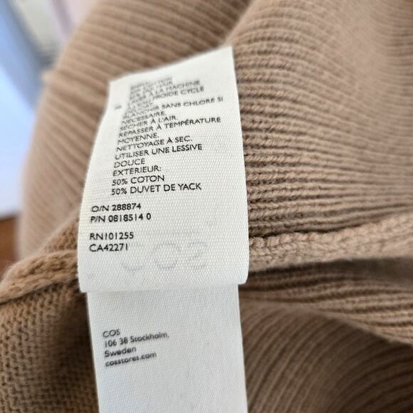 COS Tan Beige Crewneck Sweater Cotton-Yak Jumper Size M - Picture 7 of 8